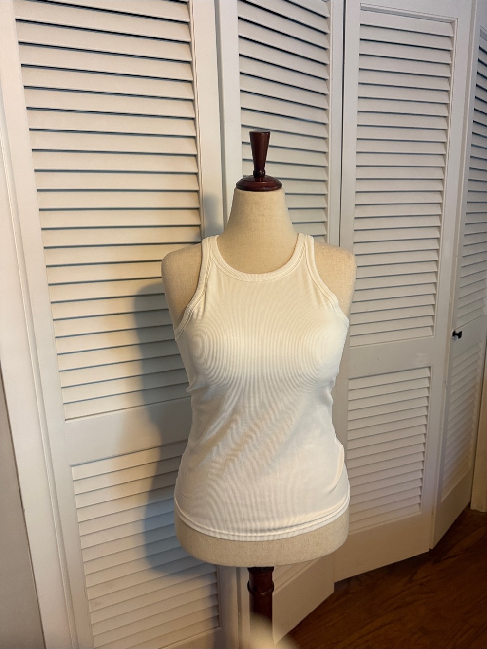 Women’s White Ribbed Tank Top - Classic Racerback Style